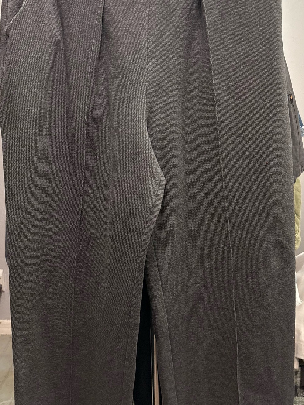 Charcoal Gray Knit Wide Leg Trouser Pants Elastic pull on Waist Size 12